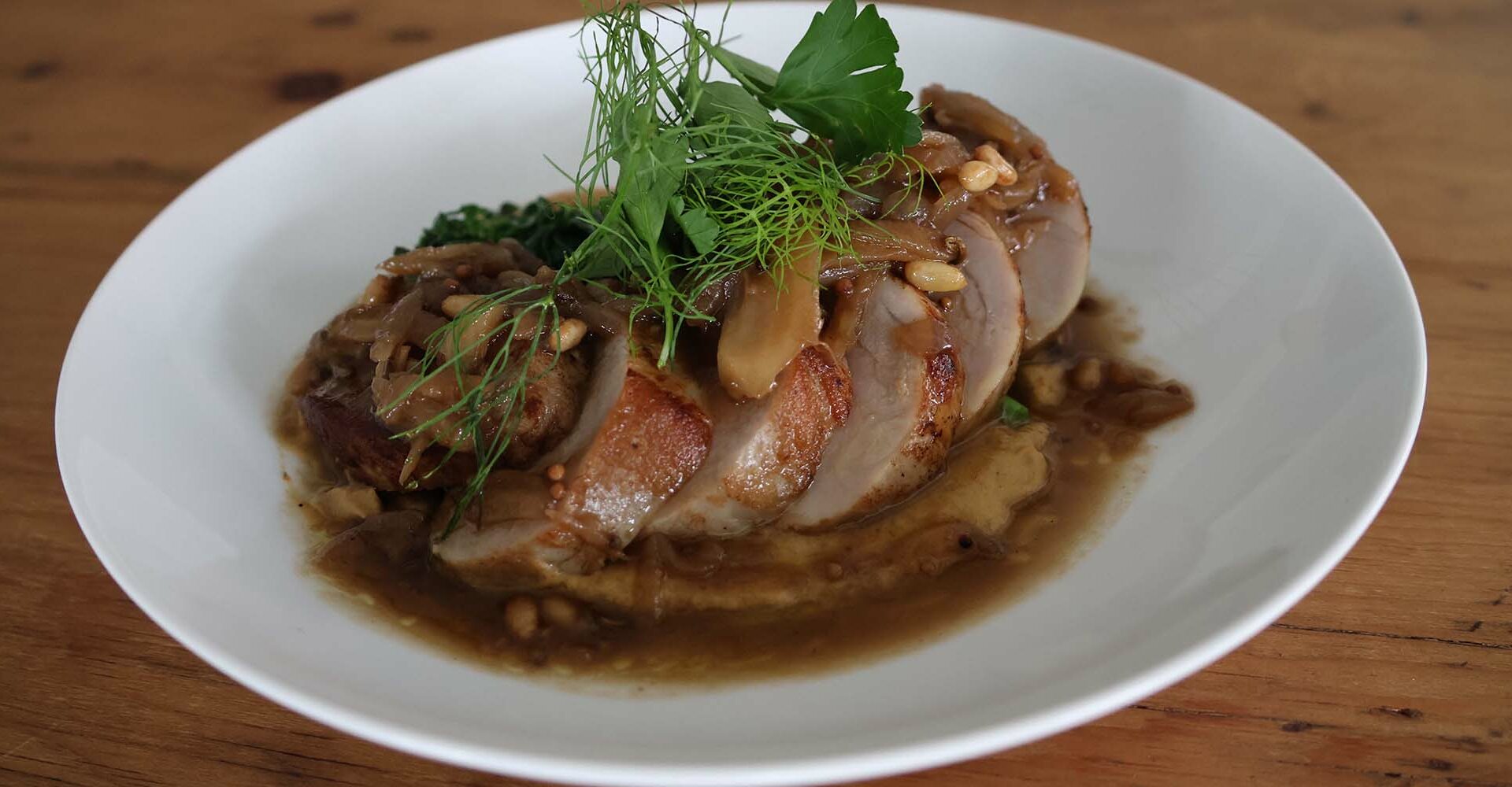 Pork Tenderloin with Onion Fennel Agro Dolce