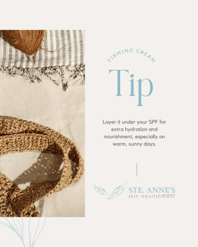 Summer skin tip: protect your barrier, always. While our Firming Cream isnt a sunscreen, it does help support your skins natural barrierkeeping moisture in and environmental stressors out.Layer it under your SPF for extra hydration and nourishment, especially on warm, sunny days.#SummerSkincare #SkinBarrierSupport #SteAnnesSkinNourishment