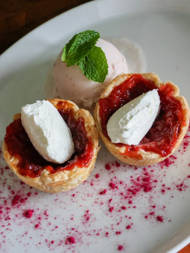 A taste of summer, straight from our kitchen Were sharing a recipe from Chef Tyson: a Strawberry Rhubarb Tart served with a scoop of vegan iced coconut cream from Ste. Annes Bakeryboth infused with the sweet-tart flavours of the season.While this dessert isnt currently on our menu, you can bring a little Ste. Annes inspiration to your own kitchen. Link in bio for recipes.