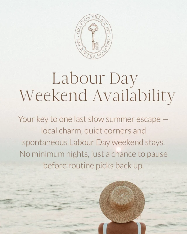 Still making plans for the Labour Day long weekend? Weve got a few spots left here at Grafton Village Inn. Whether you're craving a quiet countryside escape or a home base for exploring Northumberlands beaches, golf, breweries and more  weve got you covered.Dont wait too long  these final summer getaways go fast!90 minutes from Toronto  Charming rooms + Barton Cottage which sleeps up to 6 guests#LongWeekendPlans #GraftonVillageInn #OntarioStaycations #CountryEscape #NorthumberlandCounty #SupportLocal