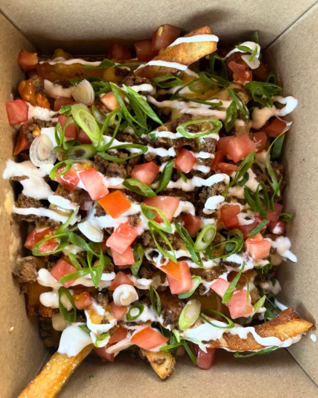 Ultimate comfort foodFries Supreme!  Loaded with all the good stuff: taco-seasoned beef, nacho cheese, and a drizzle of sour cream. Tag a friend who needs this in their life. Perfect for sharingor not. We wont judge. #FriesSupreme #LoadedFries