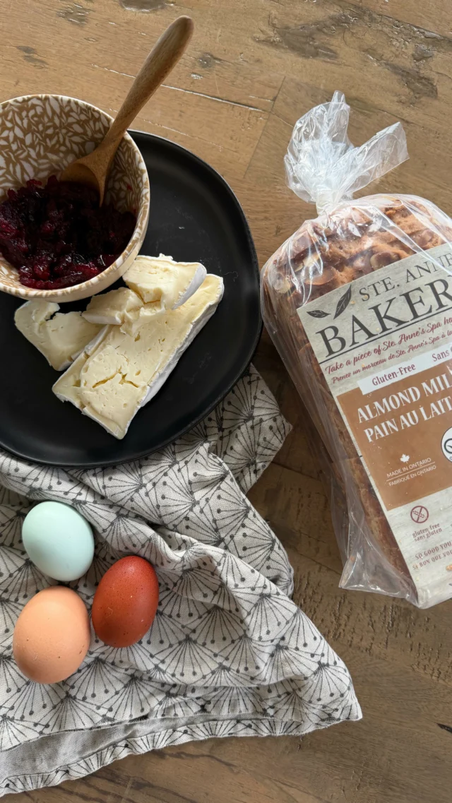 PSA: cranberry + brie stuffed French toast = the fall brunch you didnt know you needed. Made with our gluten-free Almond Milk Bread. Soft, golden and perfect for soaking up all that goodness. Cranberry & Brie Stuffed French ToastMake two sandwiches with our Almond Milk Bread, layering brie and cranberry sauce in the middle.Whisk 3 eggs,  cup almond milk, 1 tsp vanilla,  tsp cinnamon, and 1 tbsp maple syrup.Dip sandwiches to coat, then cook in butter 34 minutes per side until golden and melty.Top with maple syrup. #GlutenFreeComfort #SteAnnesBakery
