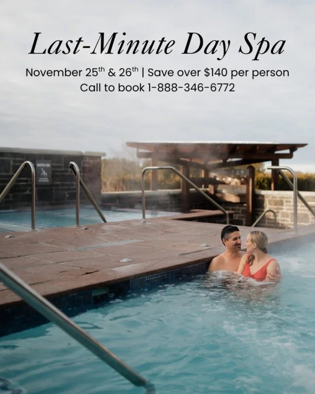  Last-Minute Day Spa Alert! Only November 25th & 26th left for a Day Spa escape this month!Take a moment for yourself before the holiday rush. Warm up in the thermal pools, unwind in the saunas, enjoy afternoon tea, a 3-course lunch with a $150 spa & wellness allowance to use on treatments designed to restore your energy. Call now to secure your spot. 1-888-346-6772 | These last November dates wont last!#DaySpa #SelfCare #SteAnnesSpa #LastMinuteRelaxation