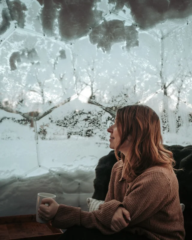 Have you experienced our geodome yet?A cozy fireplace. A warm drink. Snow falling around you.Linger longer. Read a book. Make a tea.Winter was made for this.