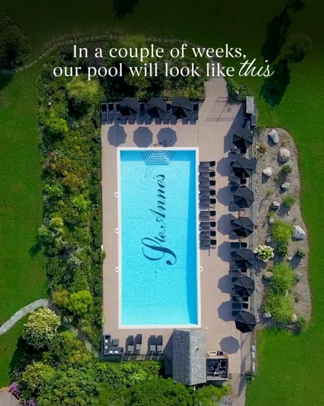 A few behind-the-scenes touches are underway as we get our outdoor pool ready for summer. Every season starts with a little refresh and before long itll be back to slow afternoons poolside, countryside views, and warm summer days at Ste. Annes.As usual, our outdoor pool will be open by June 1st, just in time for the start of another beautiful season.