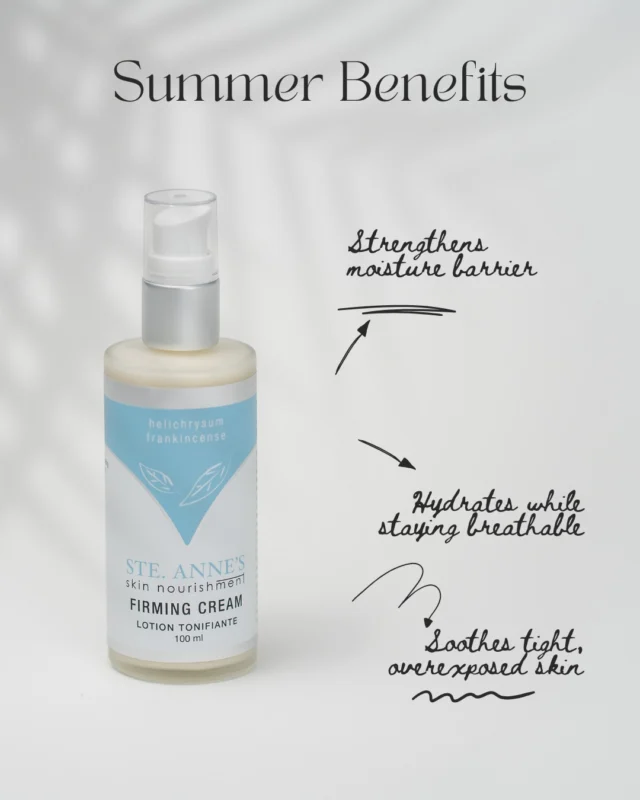 A lot of people assume skin needs less moisture in summer.But between: sun exposure swimming travel air conditioning heatthe skin barrier can actually become more dehydrated and reactive this time of year.Our Firming Cream works beautifully as a supportive barrier cream while still feeling breathable enough for seasonal transitions.Especially for skin that starts feeling tight, stressed, or overexposed.